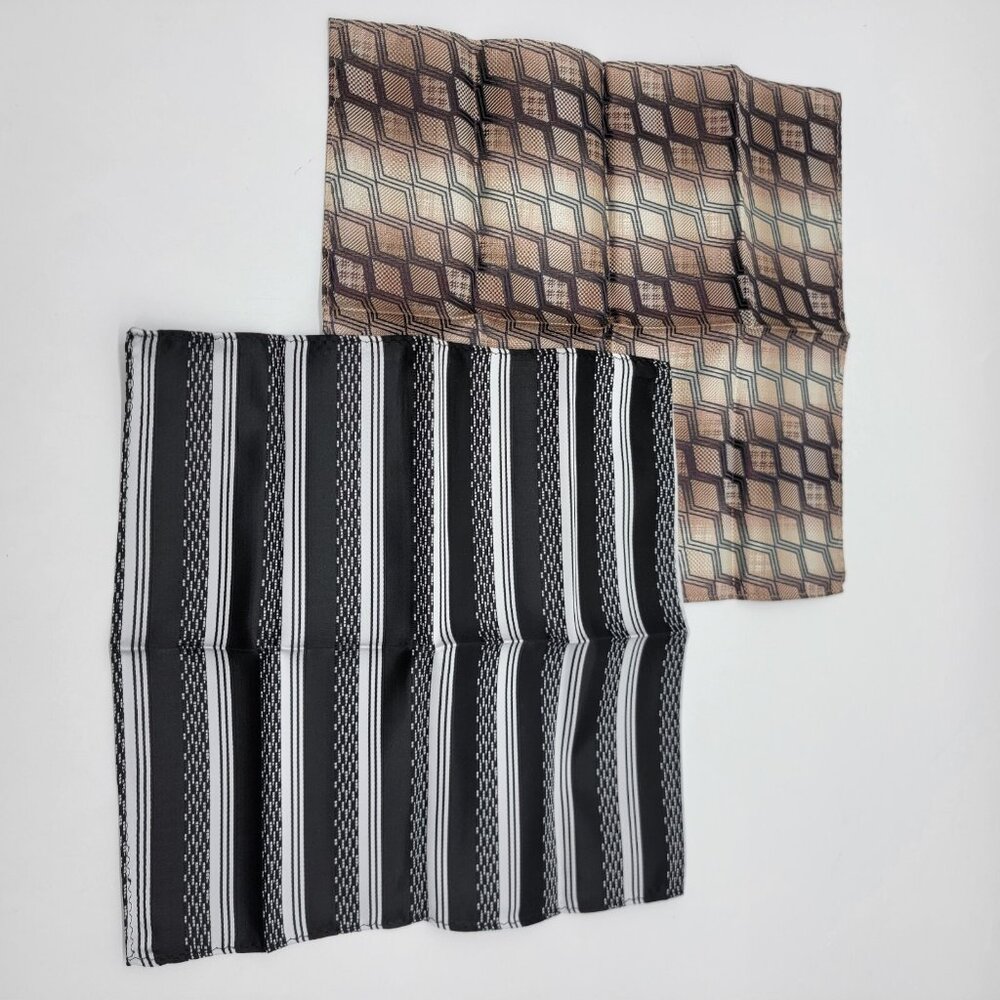 NWOT LOT X2 Unbranded Classic Career Polyester‎ 10.5" Pocket Square